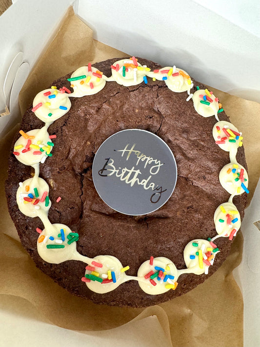 White Chocolate Brownie Pie- Happy Birthday- 6 inch